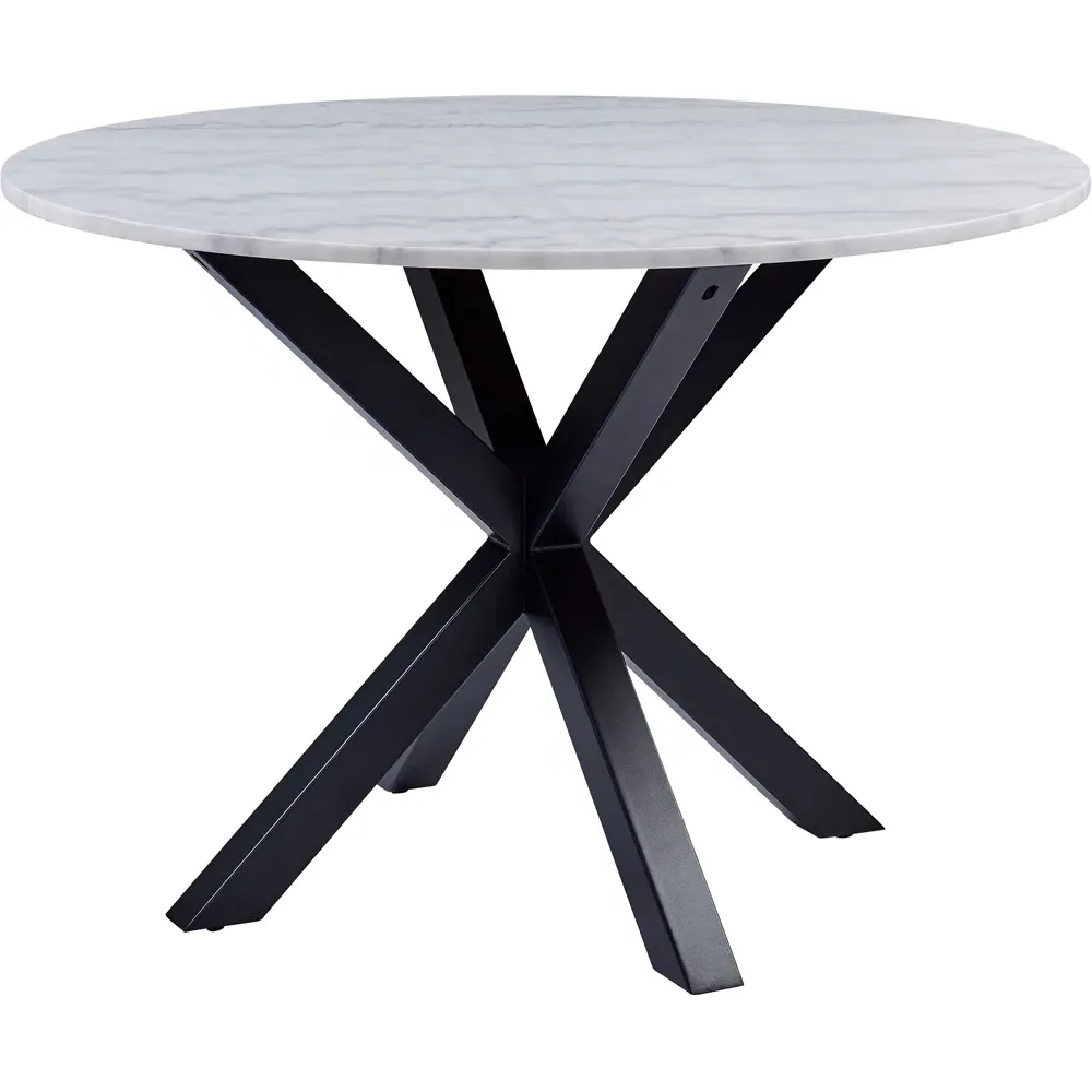 Florence Heaven Round 4 Seater Dining Table - White, Marble