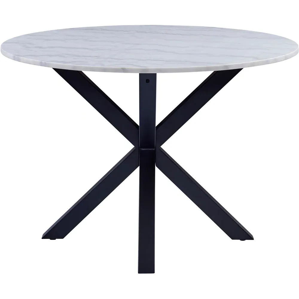 Florence Heaven Round 4 Seater Dining Table - White, Marble