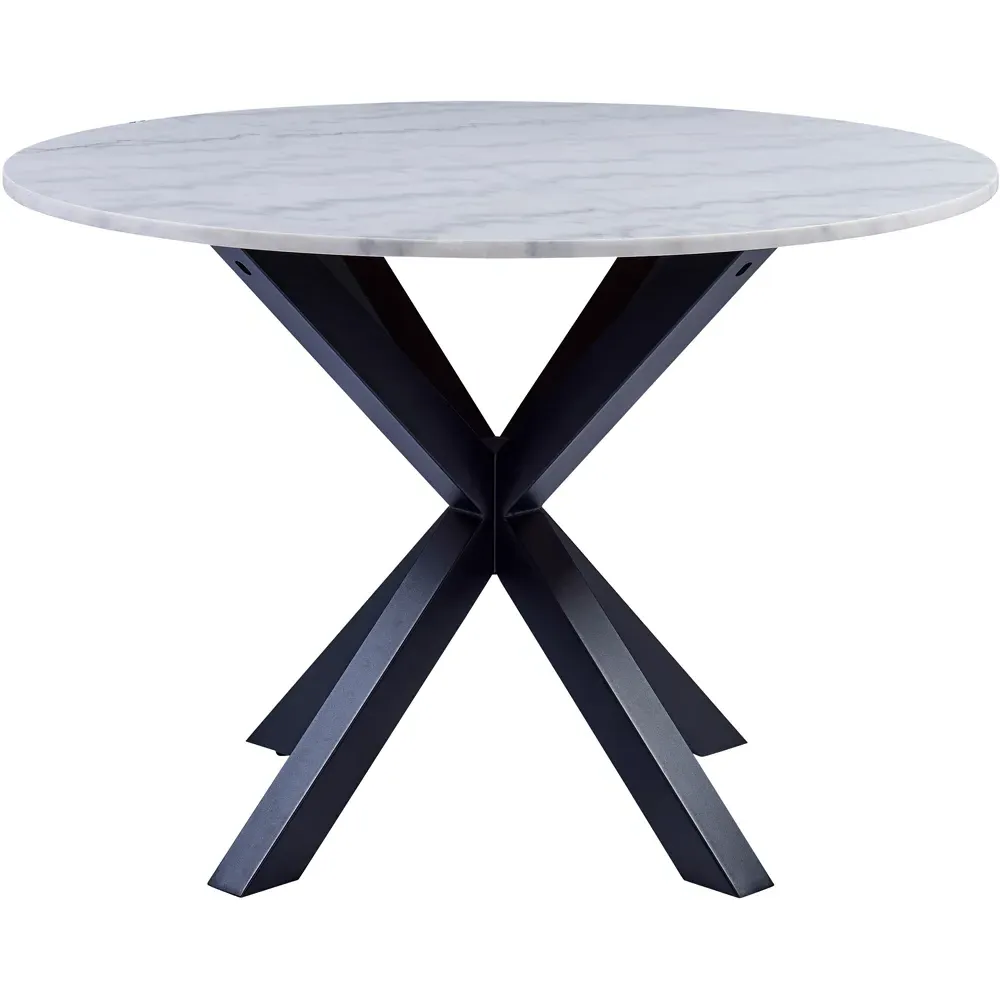 Florence Heaven Round 4 Seater Dining Table - White, Marble