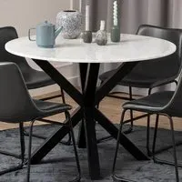 Florence Heaven Round 4 Seater Dining Table - White, Marble