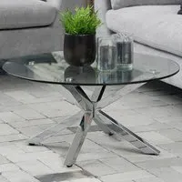 Florence Heaven Round Coffee Table - Silver, Glass