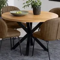 Florence Heaven Round Dining Table - Black, Oak