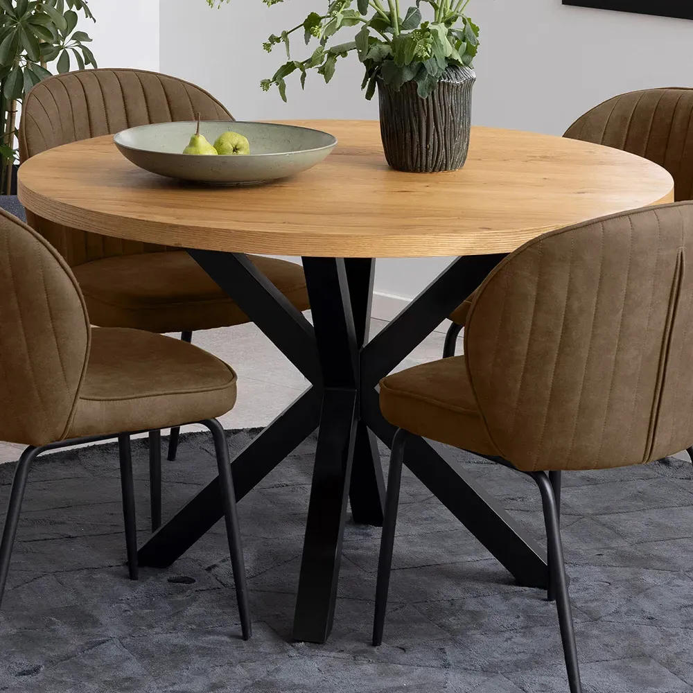 Florence Heaven Round Dining Table - Black, Oak