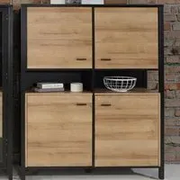 Florence High Rock 4 Door Storage Cabinet - Black, Oak