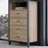 Florence High Rock 4 Drawer Chest of Drawers - Black, Oak