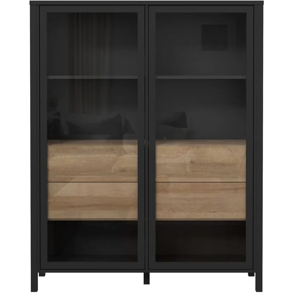 Florence High Rock Extra Wide Display Cabinet - Black, Oak