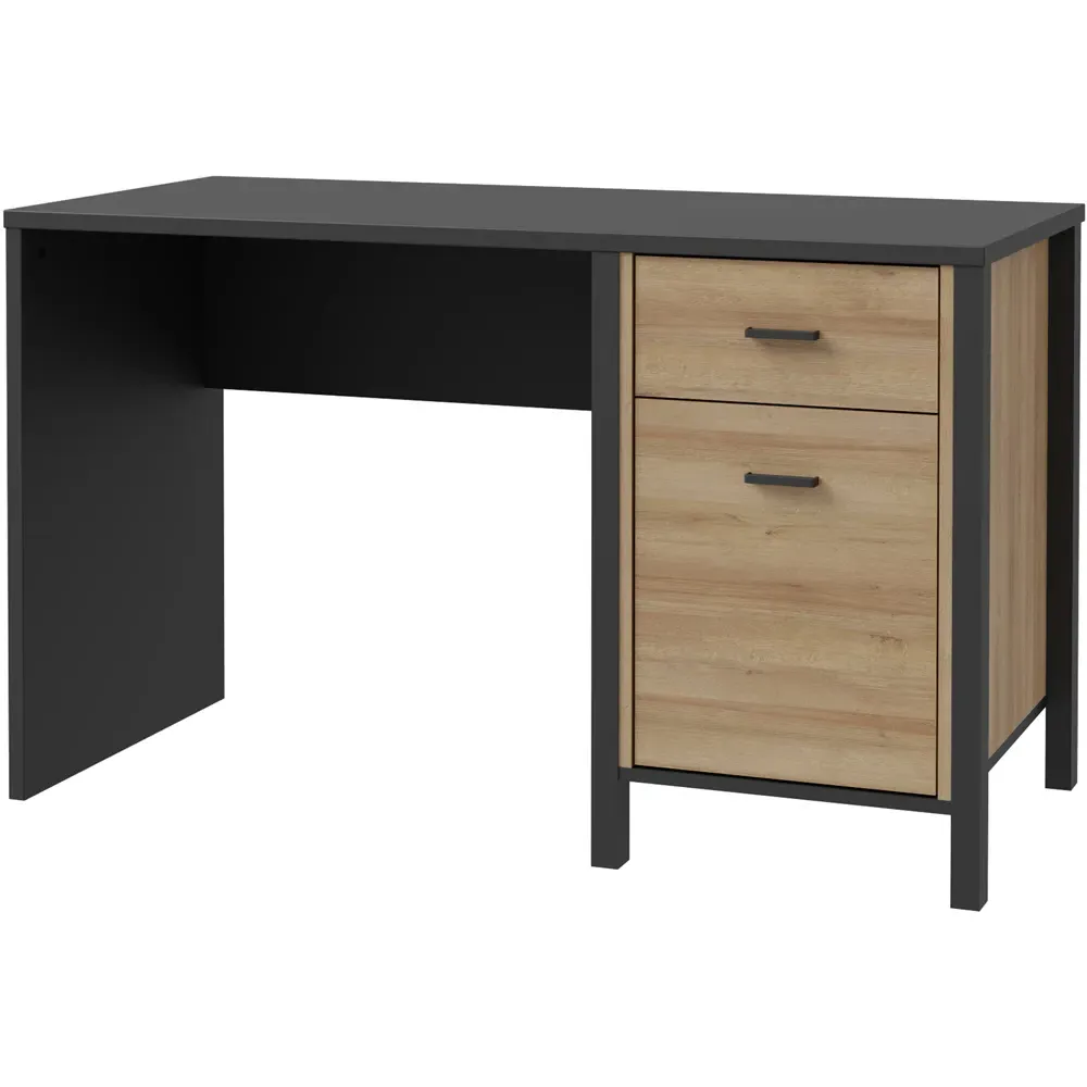 Florence High Rock Single Door Desk - Black, Oak