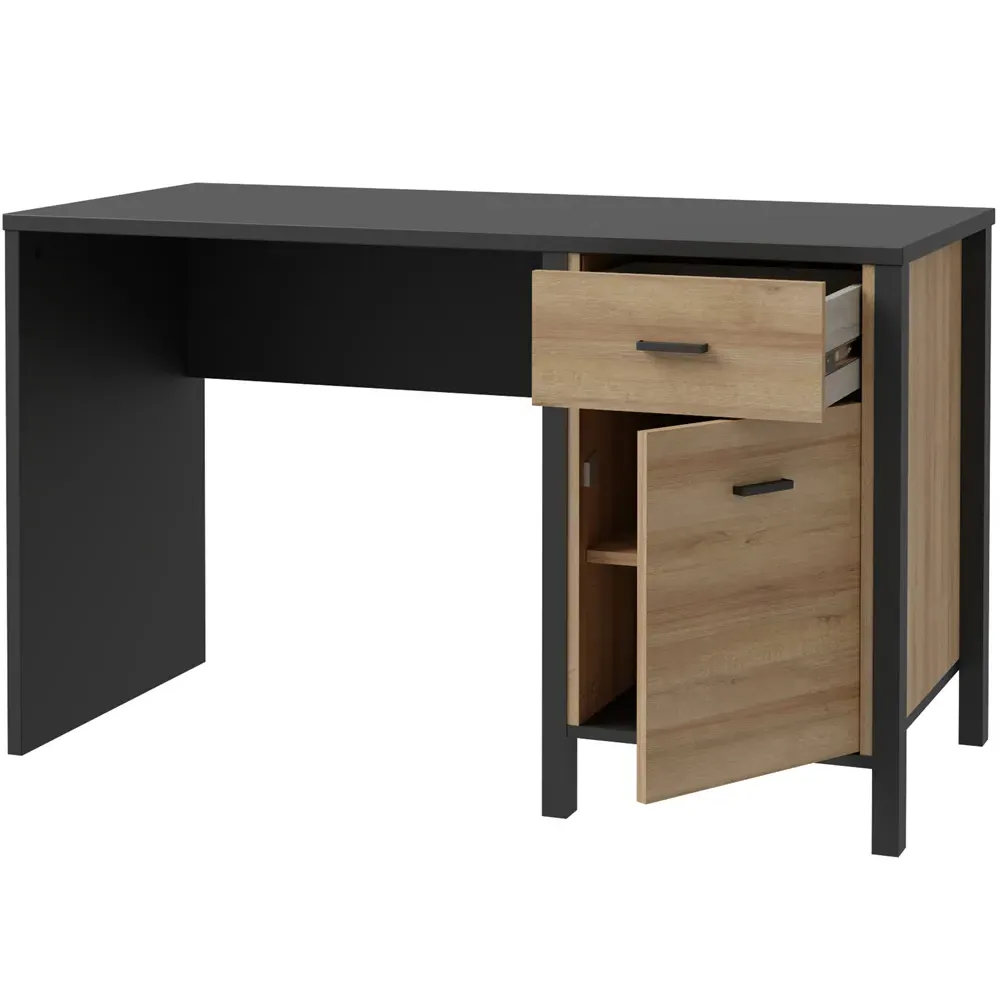 Florence High Rock Single Door Desk - Black, Oak