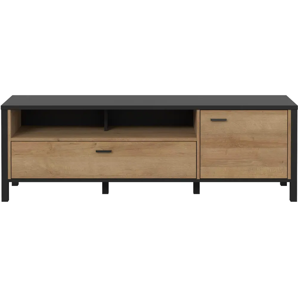 Florence High Rock Single Door TV Unit with Storage - Black, Oak