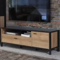 Florence High Rock Single Door TV Unit with Storage - Black, Oak