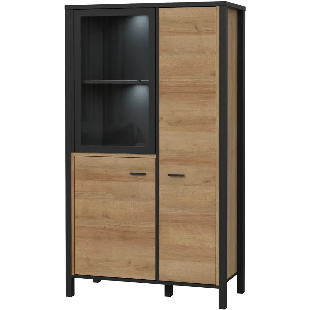 Florence High Rock Small Display Cabinet - Black, Oak