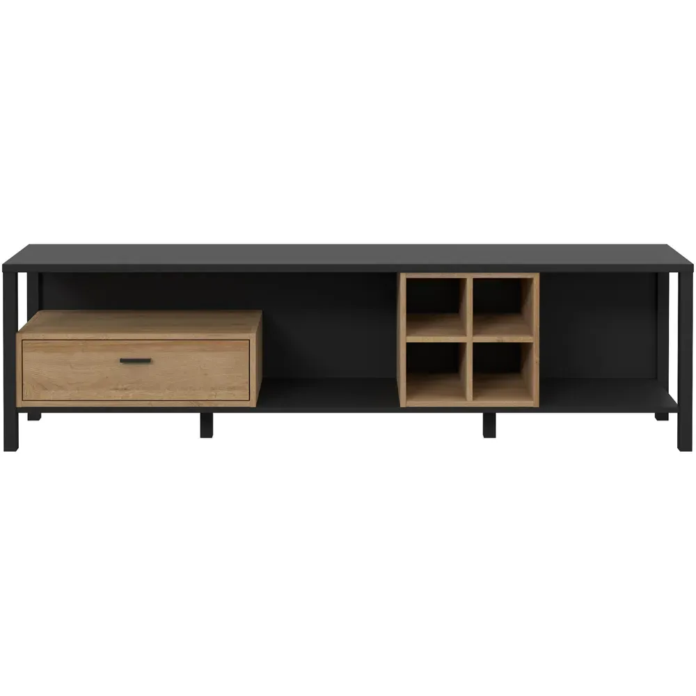 Florence High Rock Wide TV Unit with Storage - Black, Oak