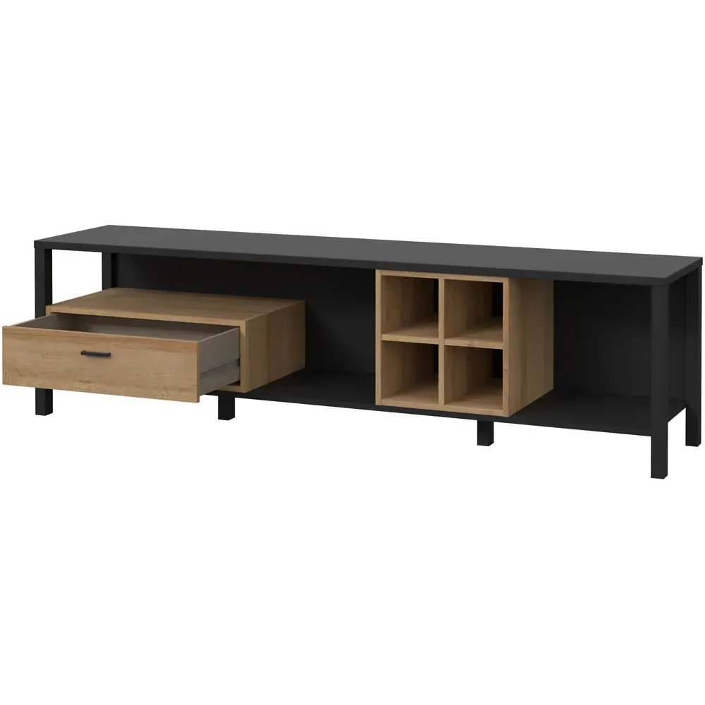 Florence High Rock Wide TV Unit with Storage - Black, Oak