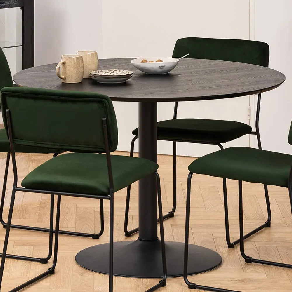 Florence Ibiza Round 4 Seater Dining Table - Black, Ash