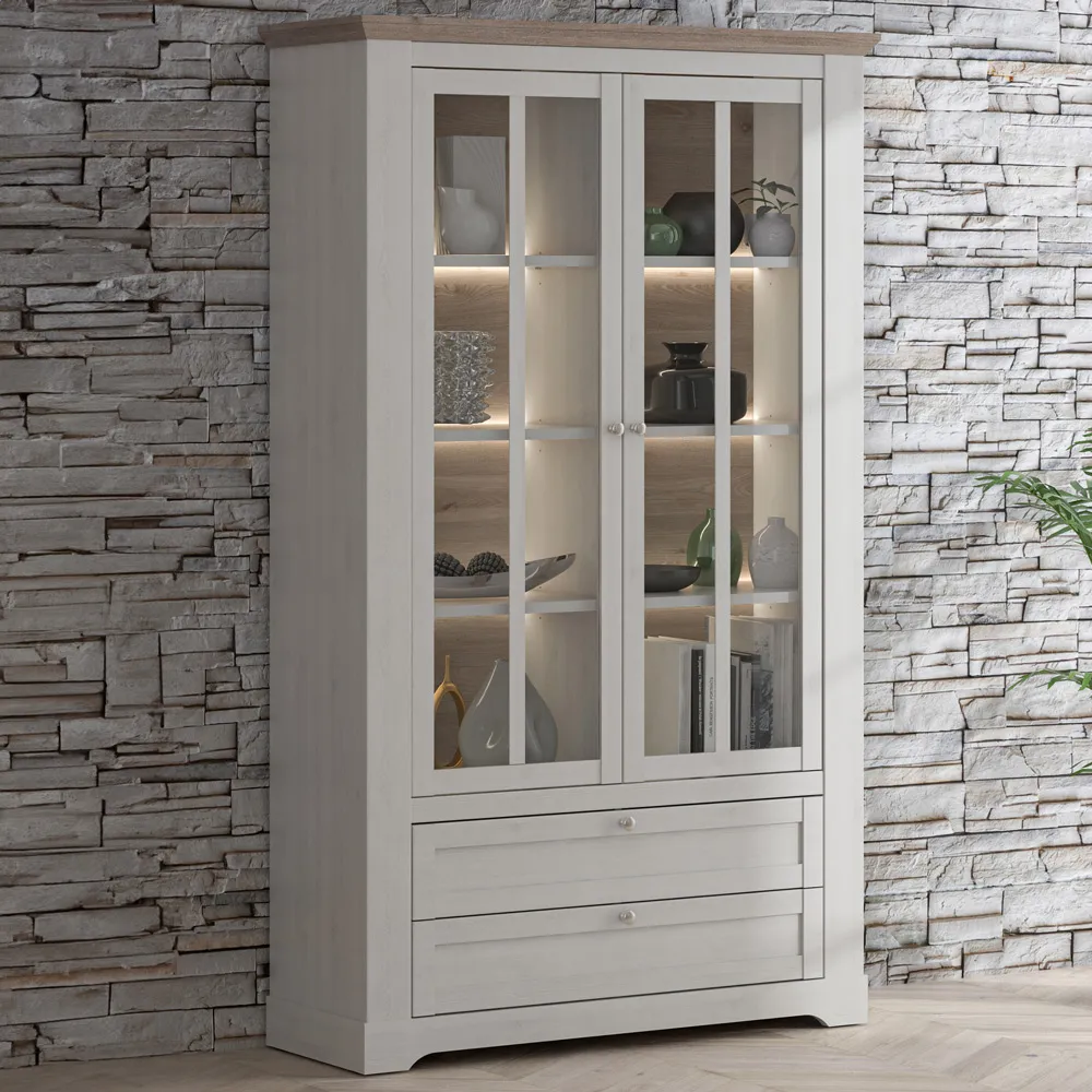 Florence Illopa 2 Door Display Cabinet with Storage - Brown, Oak