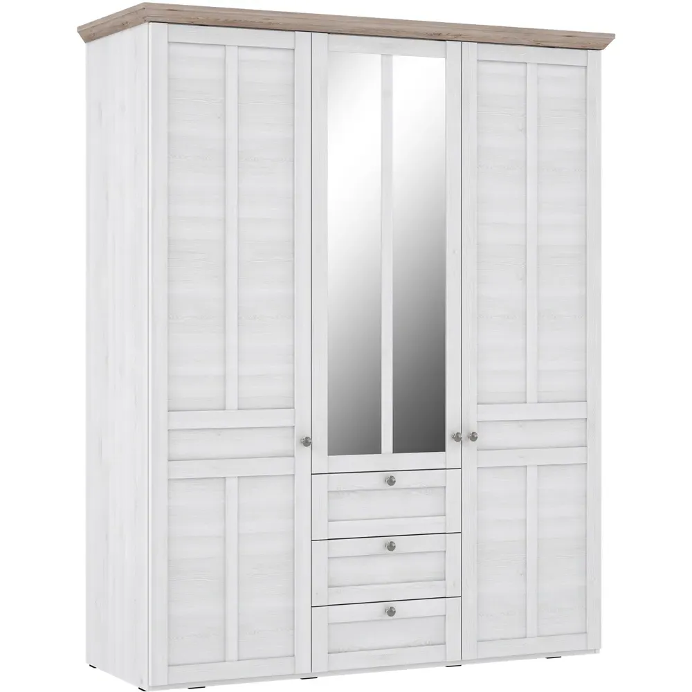 Florence Illopa 3 Door Wardrobe with Storage - Brown, Oak