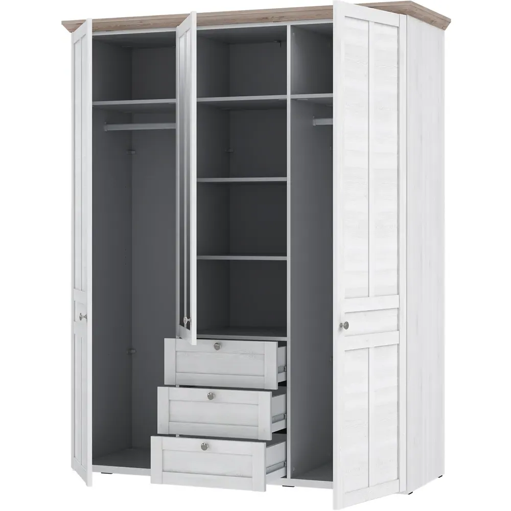 Florence Illopa 3 Door Wardrobe with Storage - Brown, Oak