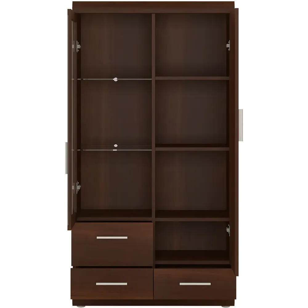 Florence Imperial 2 Door Display Cabinet - Dark Mahogany