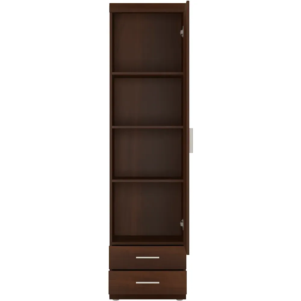 Florence Imperial Single Door 2 Drawer Narrow Cabinet - Dark Mahogany