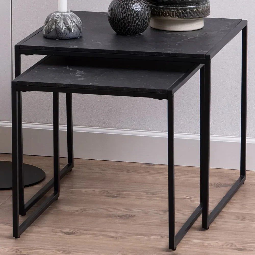 Florence Infinity Square Nest of Tables Set of 2 - Black image