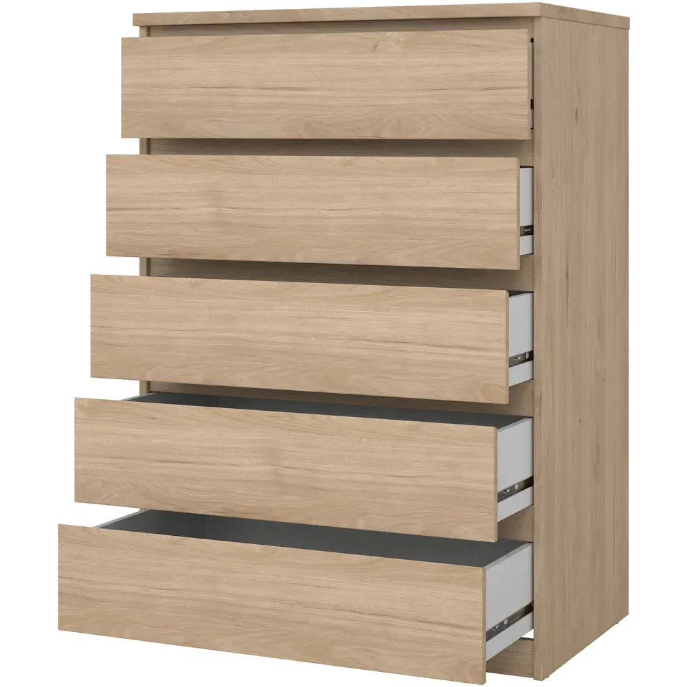 Florence Jackson 5 Drawer Chest of Drawers - Hickory Oak