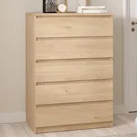 Florence Jackson 5 Drawer Chest of Drawers - Hickory Oak