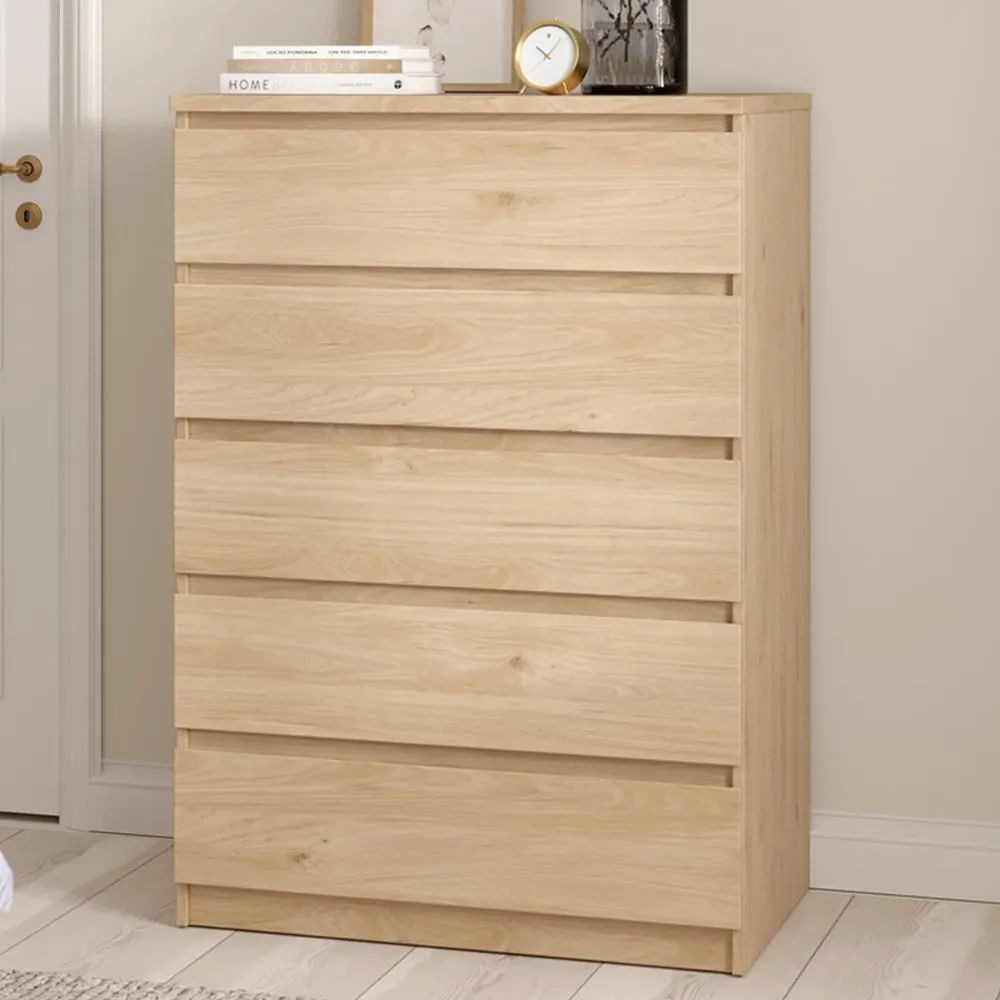 Florence Jackson 5 Drawer Chest of Drawers - Hickory Oak