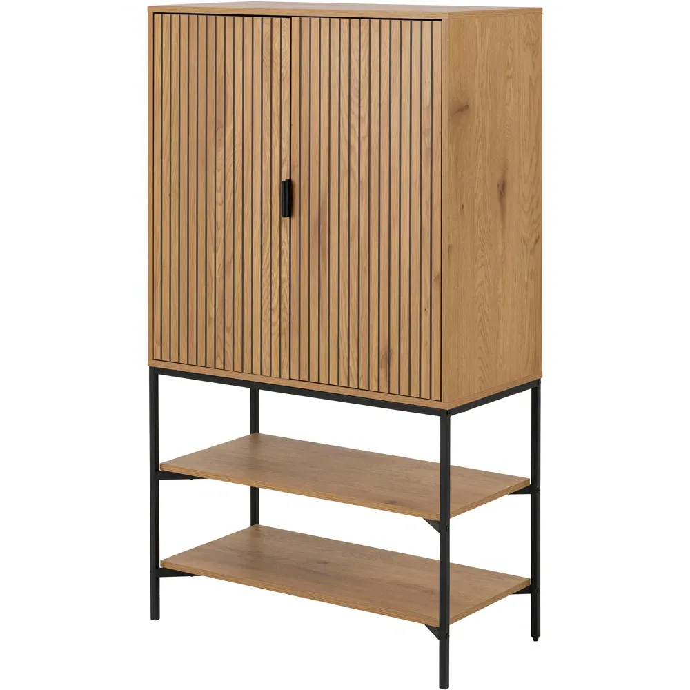 Florence Jaipur 2 Door Storage Cabinet - Wild Oak, Black