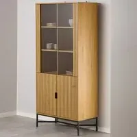 Florence Jaipur 4 Door Display Cabinet - Oak