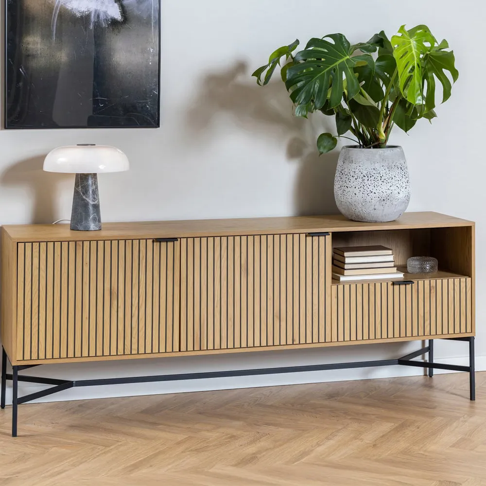 Florence Jaipur Sideboard with Drawer - Wild Oak, Black