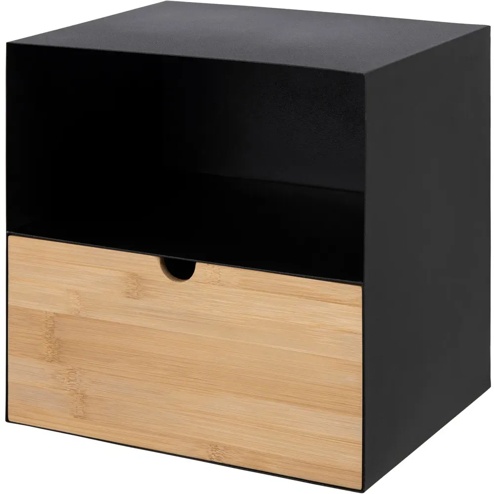 Florence Joliet Wall Mounted Bedside Table - Black, Bamboo