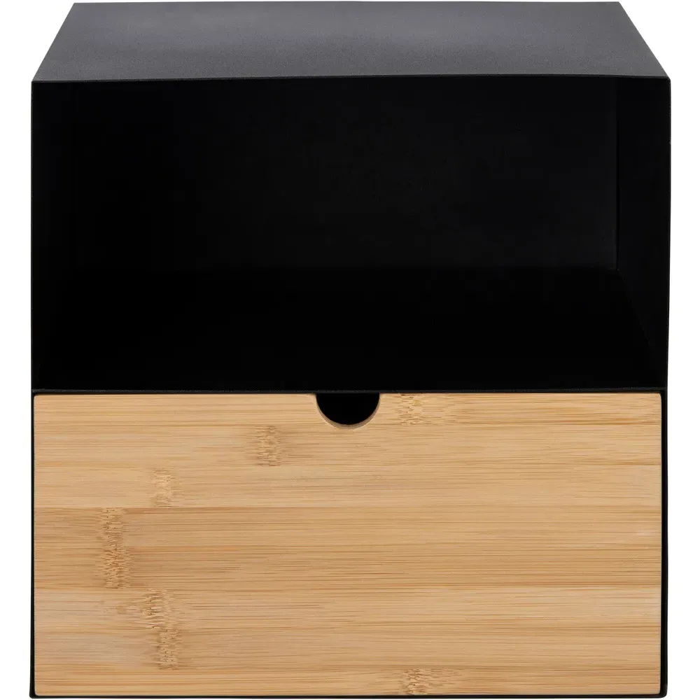 Florence Joliet Wall Mounted Bedside Table - Black, Bamboo