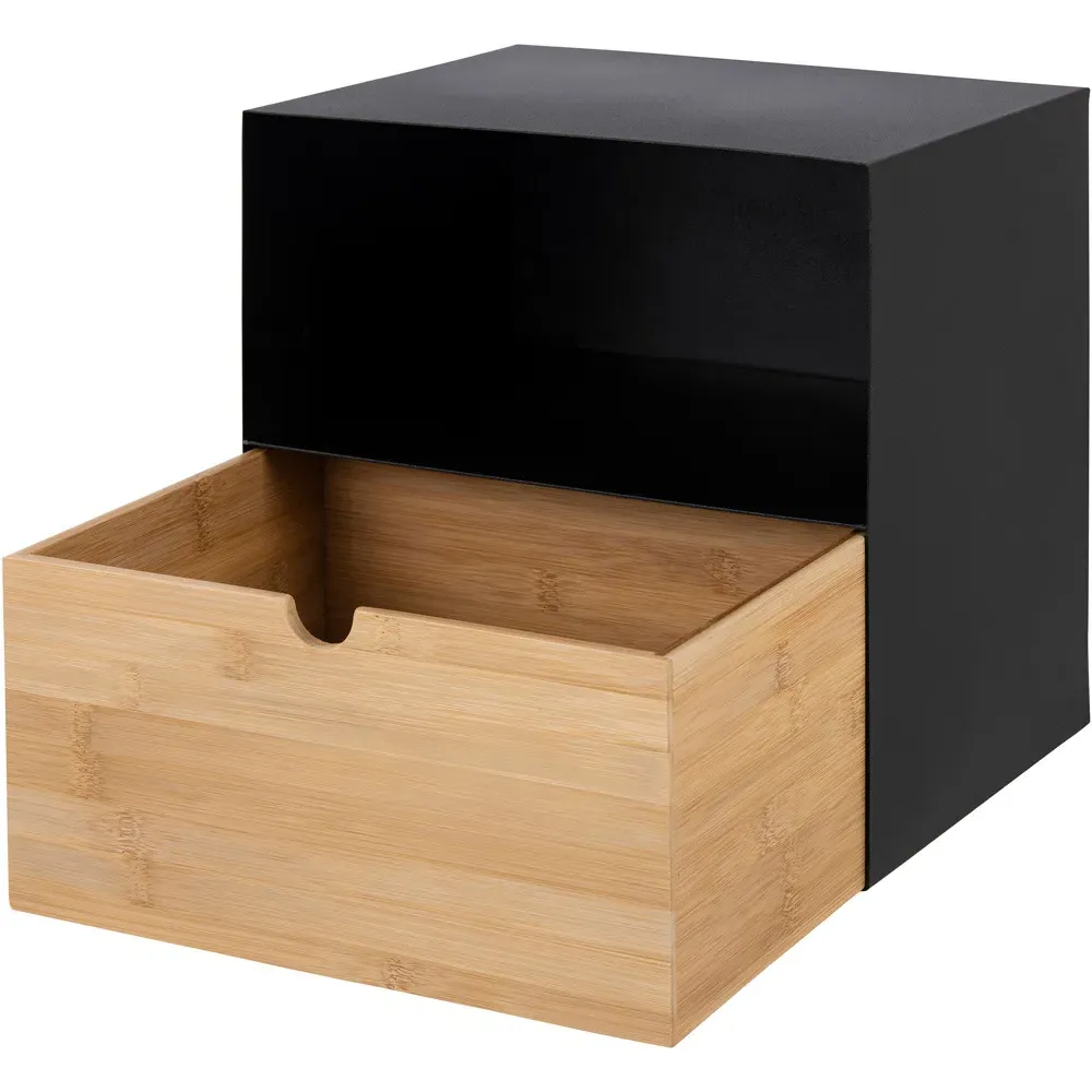 Florence Joliet Wall Mounted Bedside Table - Black, Bamboo