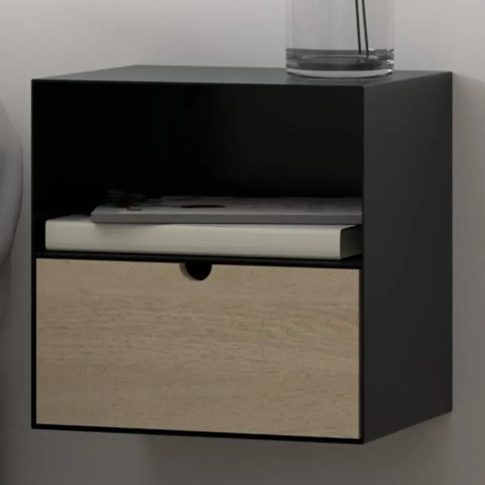 Florence Joliet Wall Mounted Bedside Table - Black, Bamboo image