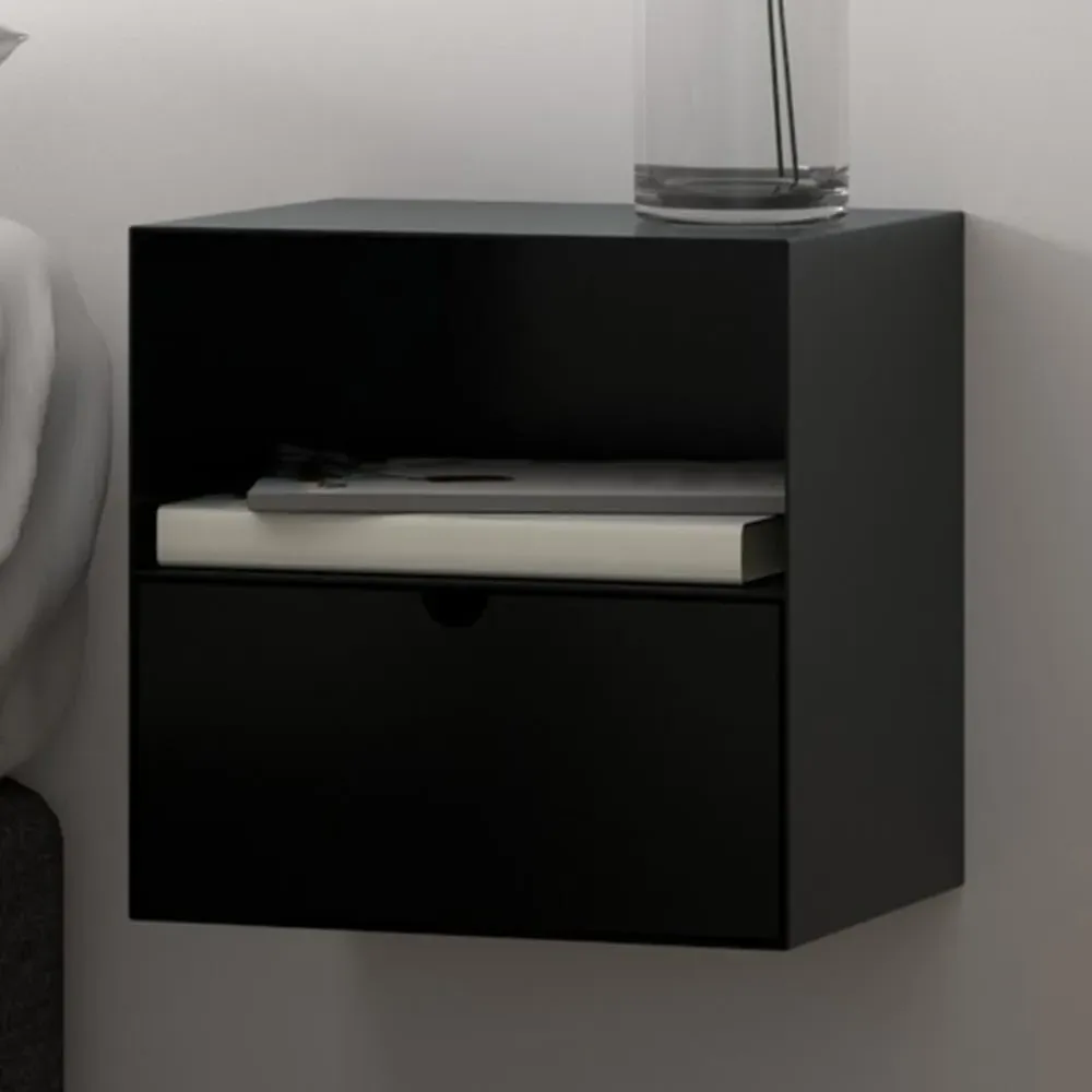 Florence Joliet Wall Mounted Bedside Table - Matt Black