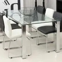 Florence Kante 8 Seater Dining Table - Silver, Glass
