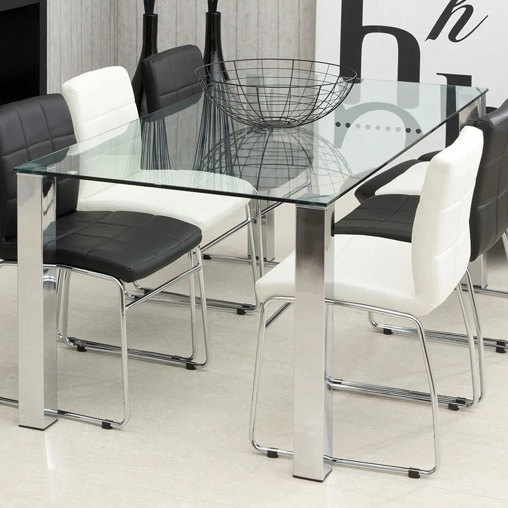 Florence Kante 8 Seater Dining Table - Silver, Glass image