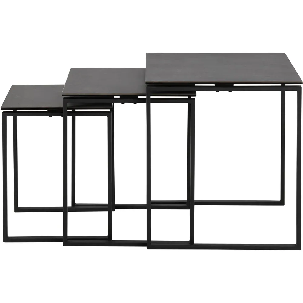 Florence Katrine Ceramic Nest of Tables Set of 3 - Black