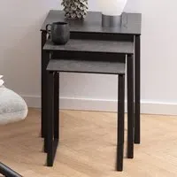 Florence Katrine Ceramic Nest of Tables Set of 3 - Black