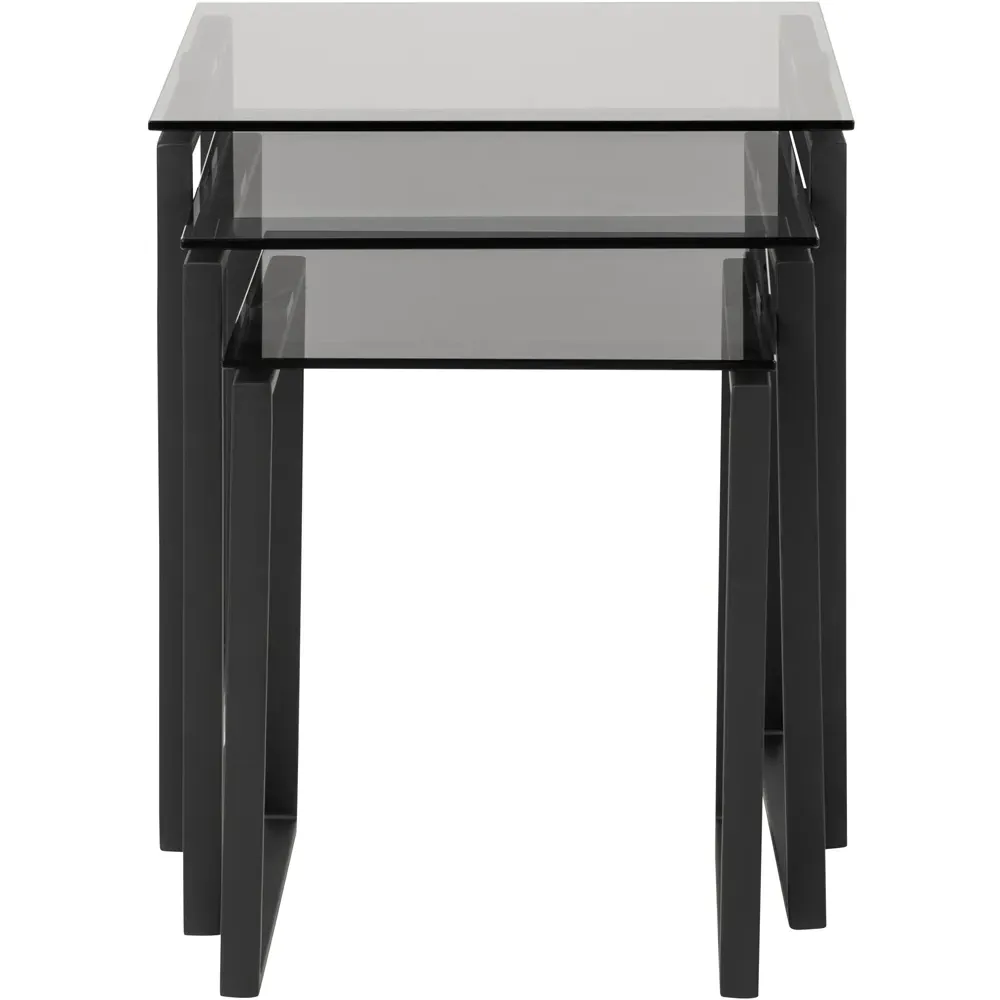 Florence Katrine Nest of Tables Set of 3 - Black, Glass