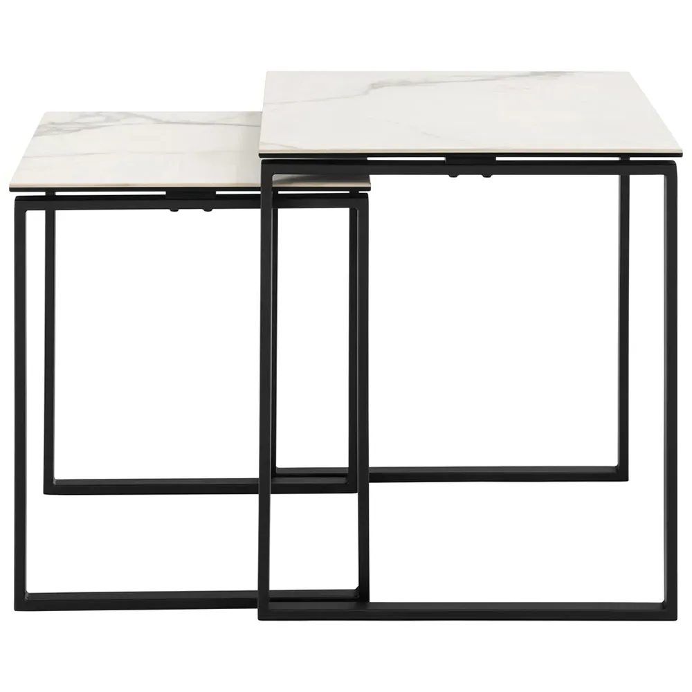 Florence Katrine Square Nest Coffee Tables Set of 2 - White, Ceramic