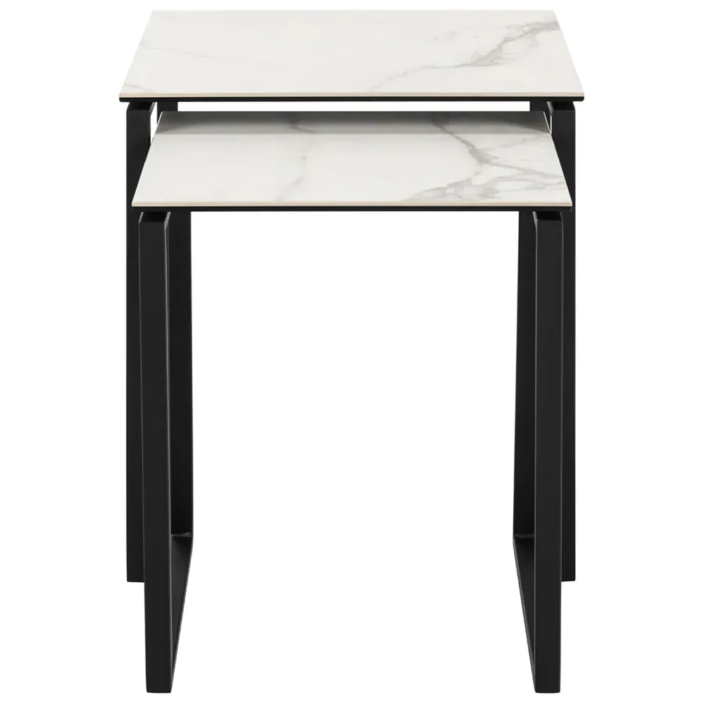 Florence Katrine Square Nest Coffee Tables Set of 2 - White, Ceramic