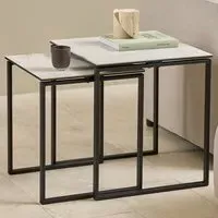 Florence Katrine Square Nest Coffee Tables Set of 2 - White, Ceramic