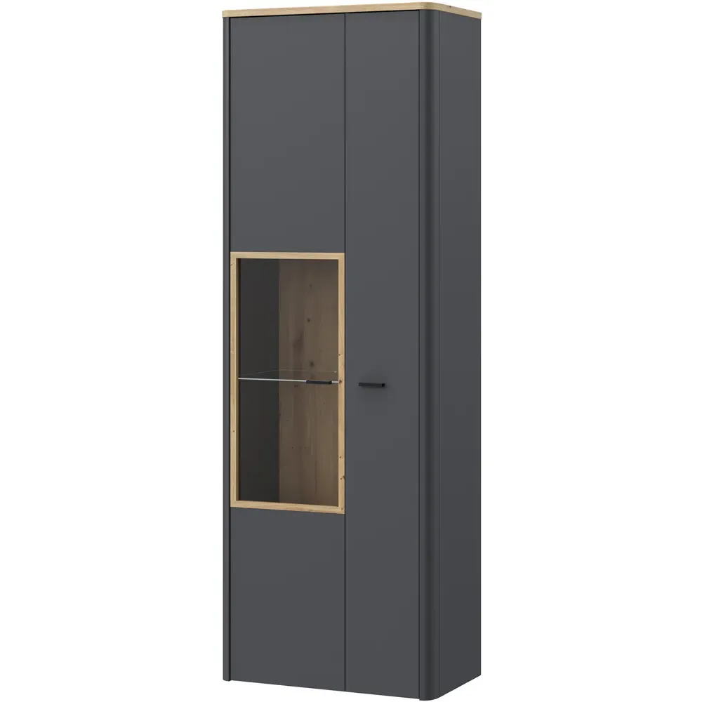Florence Klara 2 Door Glass Display Cabinet - Grey, Oak