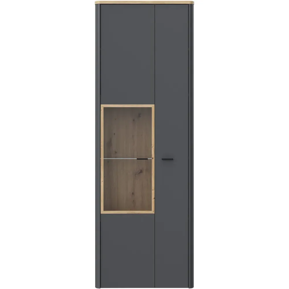 Florence Klara 2 Door Glass Display Cabinet - Grey, Oak
