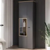 Florence Klara 2 Door Glass Display Cabinet - Grey, Oak