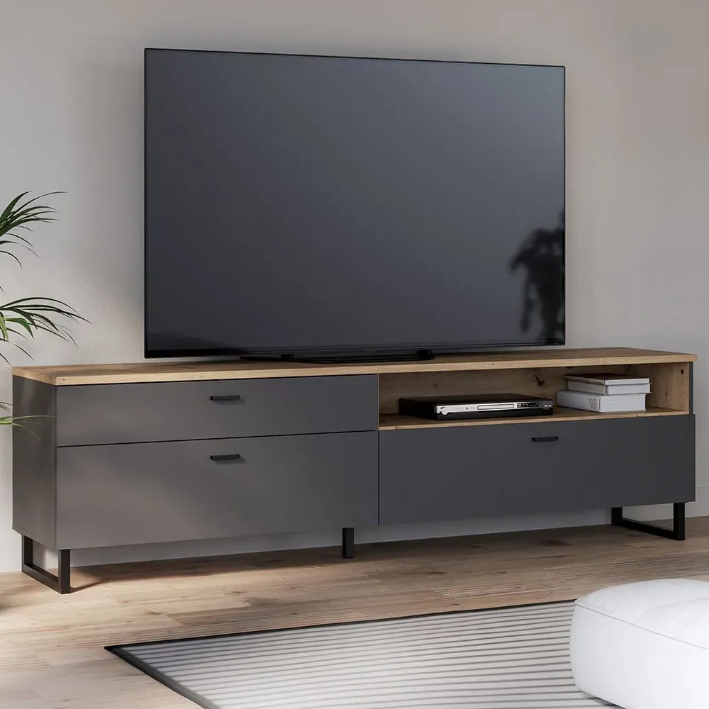 Florence Klara 2 Door TV Unit - Grey, Oak image