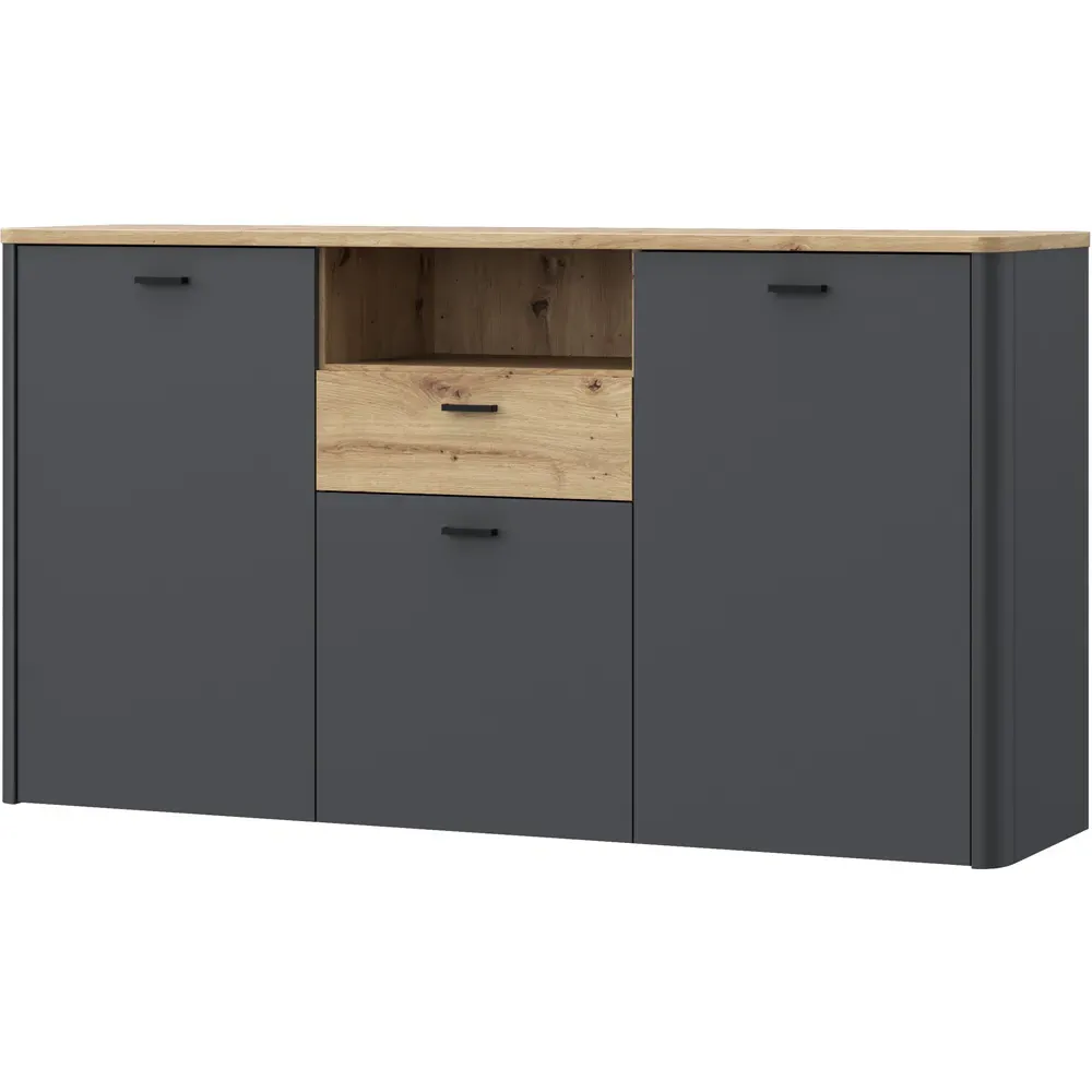 Florence Klara 3 Door Sideboard - Grey, Oak