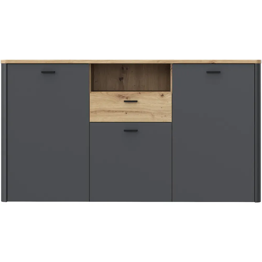 Florence Klara 3 Door Sideboard - Grey, Oak