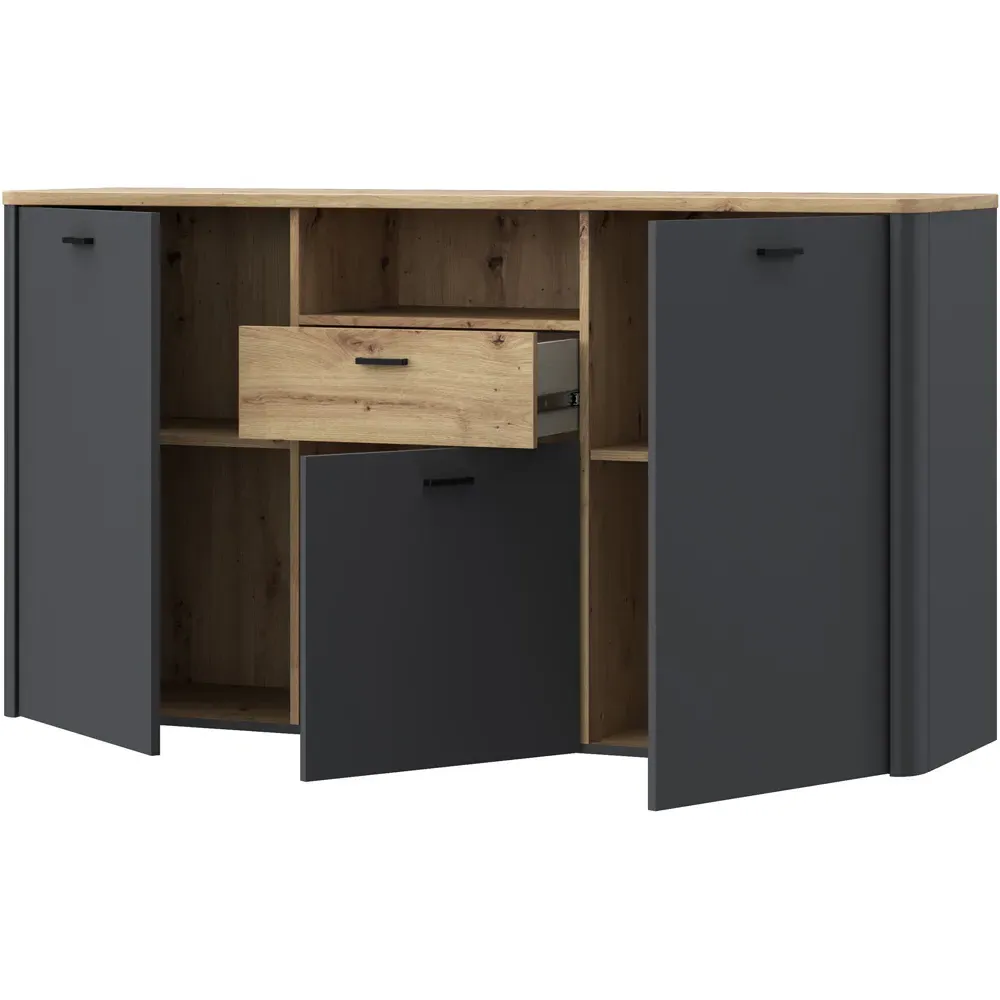 Florence Klara 3 Door Sideboard - Grey, Oak